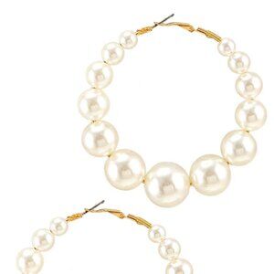 Boss Babe Large Pearl Hoops